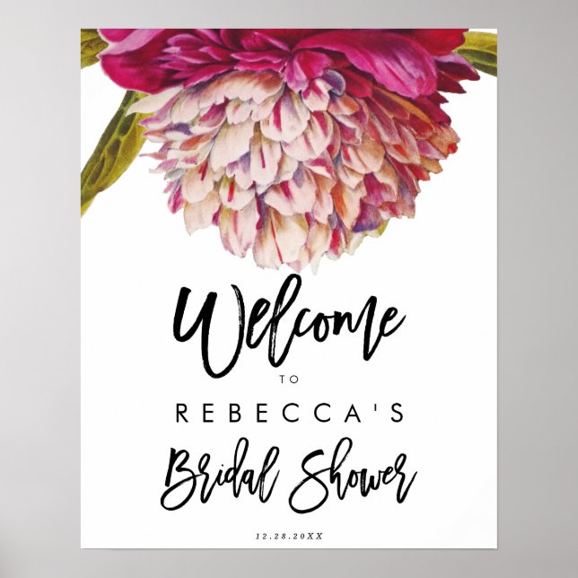 Poster signe d'accueil fleuri rustique (Devant)