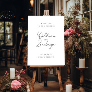 Poster signe d'accueil mariage, élégante calligraphie min