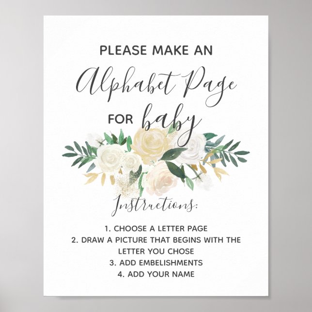 Poster Signe d'activité de la page Alphabet Fleurs baby s (Devant)