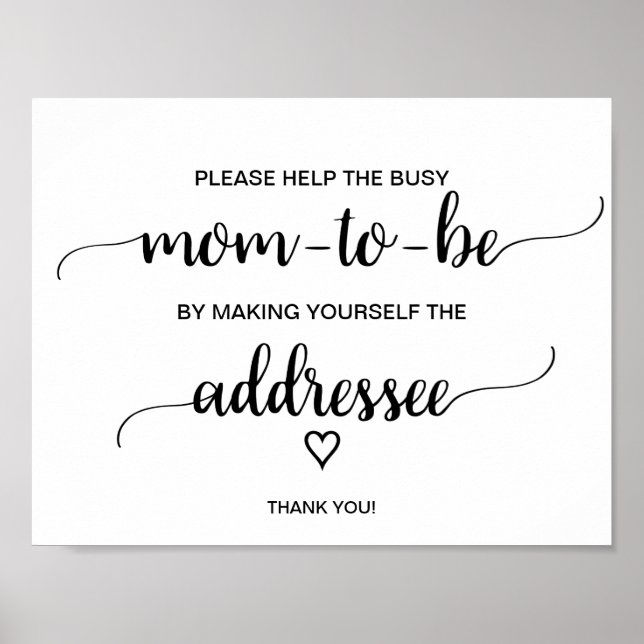 Poster Signe d'adressage de calligraphie noire simple (Devant)