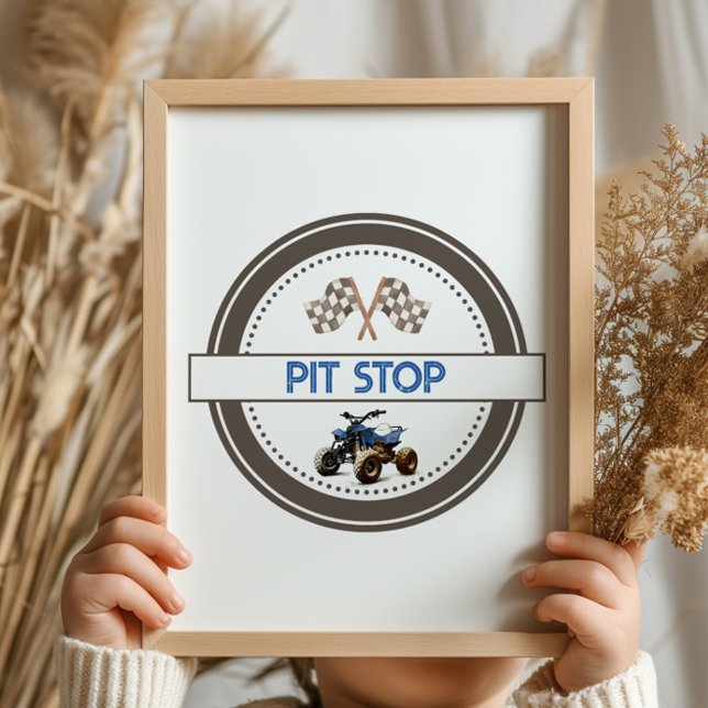 POSTER SIGNE D'ANNIVERSAIRE DE L'ARRÊT DE PIT QUATRE VÉLO (Créateur téléchargé)