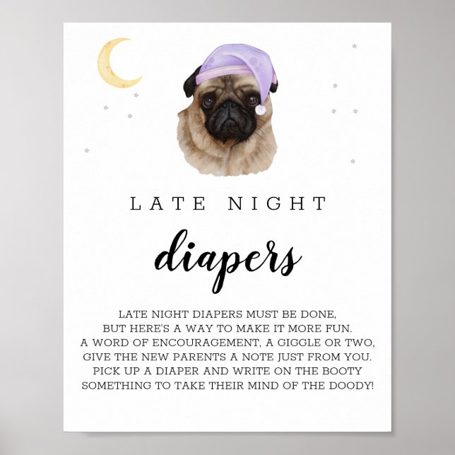 Poster Signe d'aquarelle du Carlin des plongeurs de nuit (Devant)