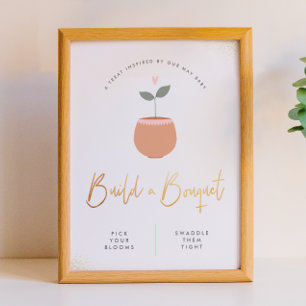 Poster Signe de Baby Shower 'Baby In Bloom Build A Bouque