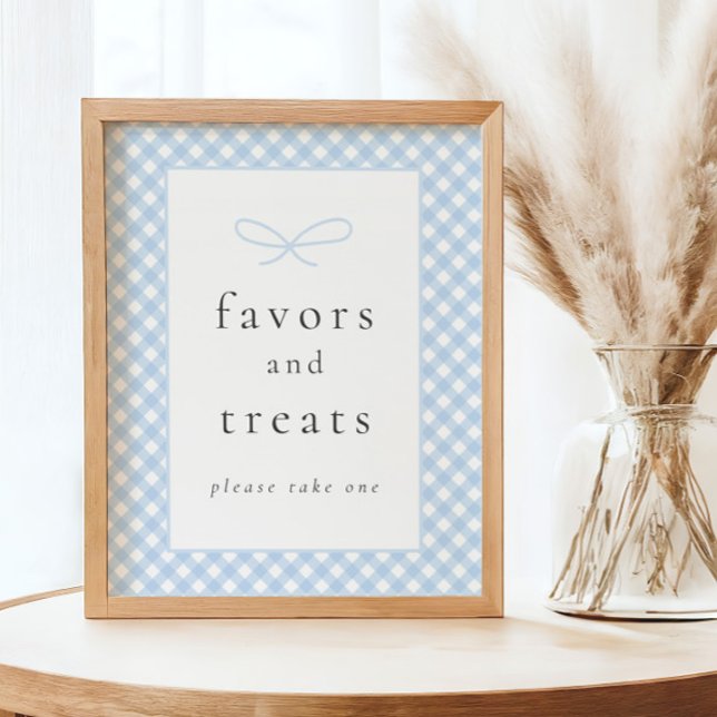 Poster SIGNE DE Baby shower Bleu Plaid Simple (Créateur téléchargé)