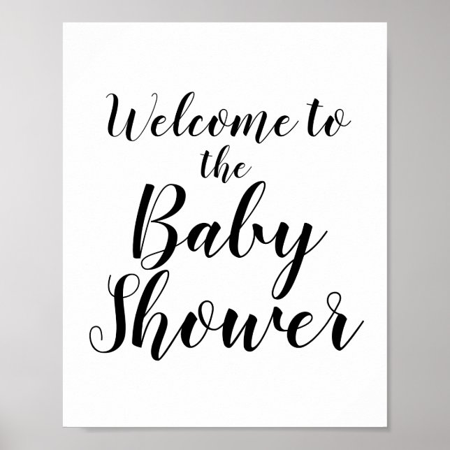 Poster SIGNE DE Baby shower D'ACCUEIL Calligraphie Noire  (Devant)