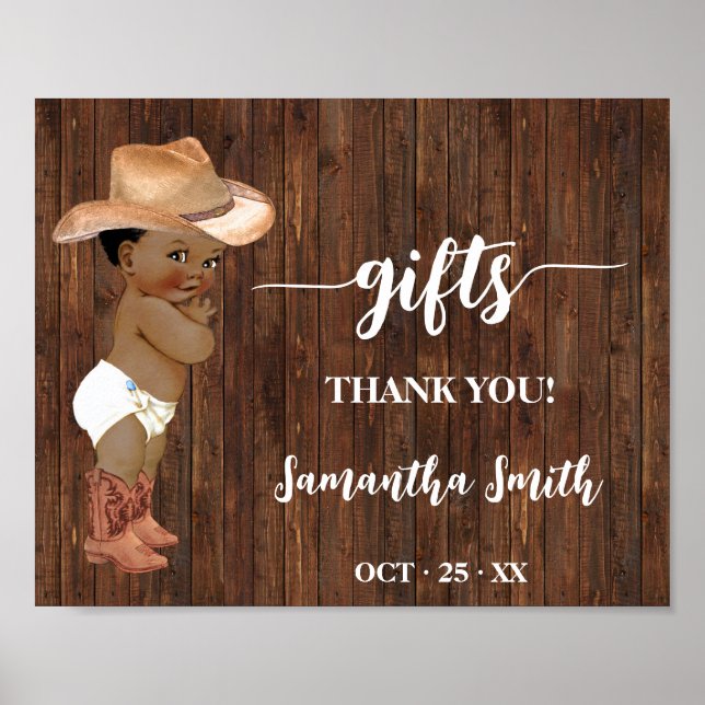 Poster SIGNE DE Baby shower DE Cowboy DE Western Little A (Devant)