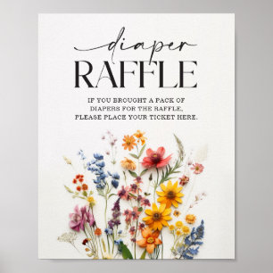 Poster Signe de Baby shower de Fleur sauvage pressé