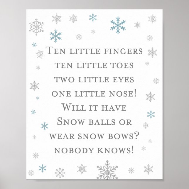 Poster SIGNE DE Baby shower DE FLEUVE D'Hiver (Devant)