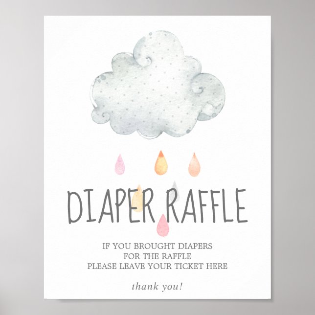 Poster Signe de Baby shower de la couche nuageuse de plui (Devant)
