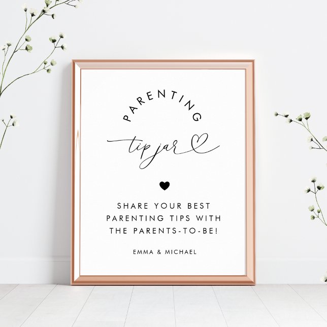 Poster Signe de Baby shower de la jarre du script cardiaq (Créateur téléchargé)