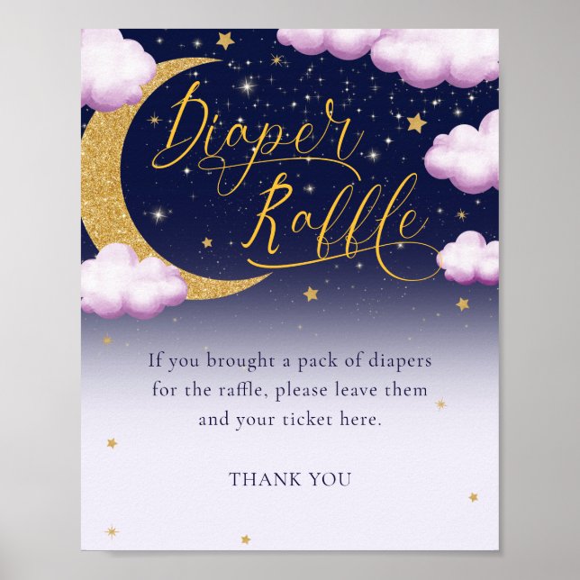 Poster Signe de Baby shower de la lune sur la couche (Devant)