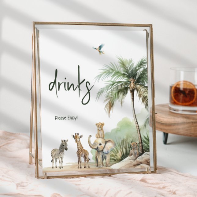 Poster SIGNE DE Baby shower Jungle Safari Animaux Boisson (Créateur téléchargé)