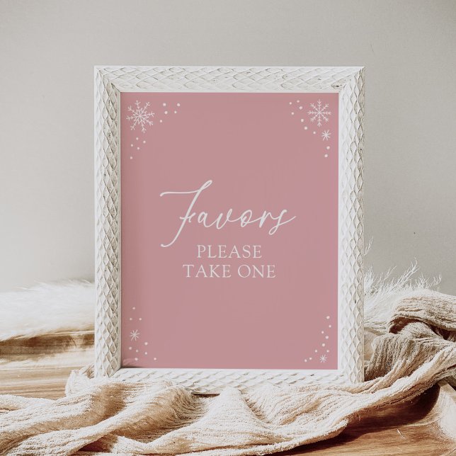 Poster Signe de Baby shower rose Flocon de neige Favorise (Créateur téléchargé)