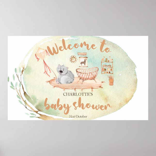 Poster Signe de bienvenue à la Baby Shower Boho We Can Be (Devant)