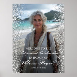Poster Signe de bienvenue de la fête de retraite avec pho