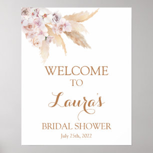 Poster Signe de bienvenue de mariage boho chic herbe des 
