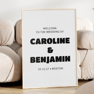 Poster Signe de bienvenue de mariage minimaliste rétro no