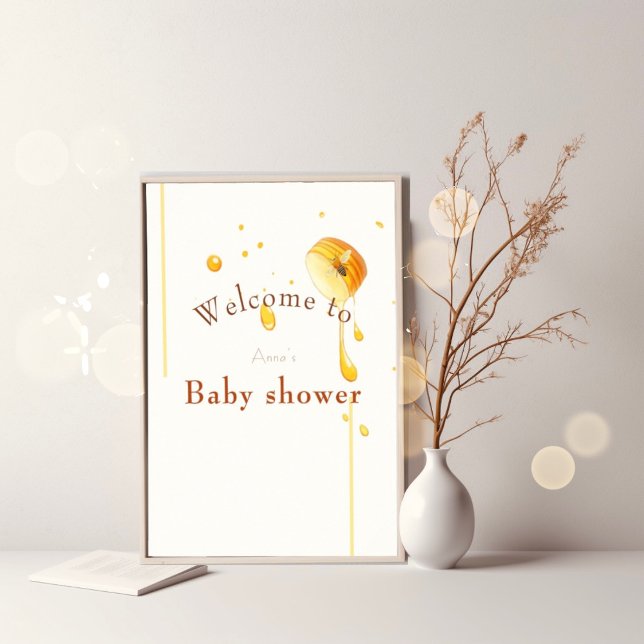 Poster signe de bienvenue du baby shower des abeilles (Créateur téléchargé)