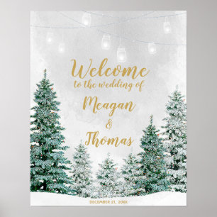 Poster Signe de bienvenue du mariage de l'arbre de Noël r
