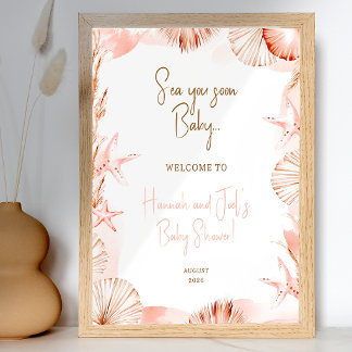 Poster Signe de bienvenue pour Baby Shower Sea You Soon s