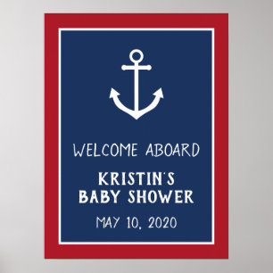Poster Signe de bienvenue pour Baby Shower Thème Ancre