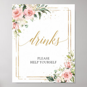 Poster Signe de boissons boho rose vif