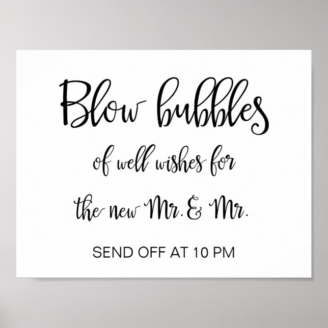 Poster Signe de bulles de mariage gay | Calligraphie simp (Devant)
