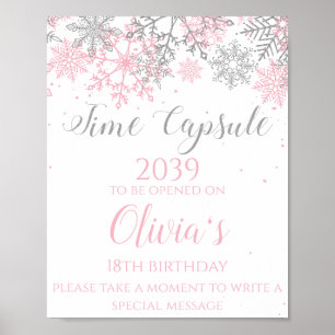 Poster Signe de capsule temporelle Winter ONEderland rose