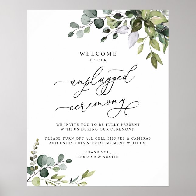 Poster Signe de cérémonie Mariage débranchée rustique (Devant)