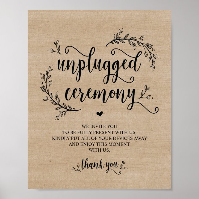Poster Signe de CÉRÉMONIE NON PLUGGED du Mariage de la vi (Devant)