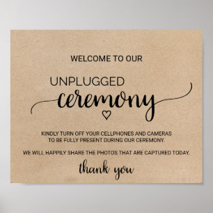 Poster Signe de cérémonie simple Faux Kraft débranché