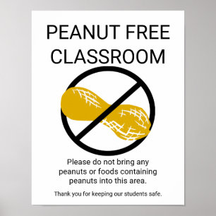 Poster Signe de classe sans arachide pas École Symbole d'