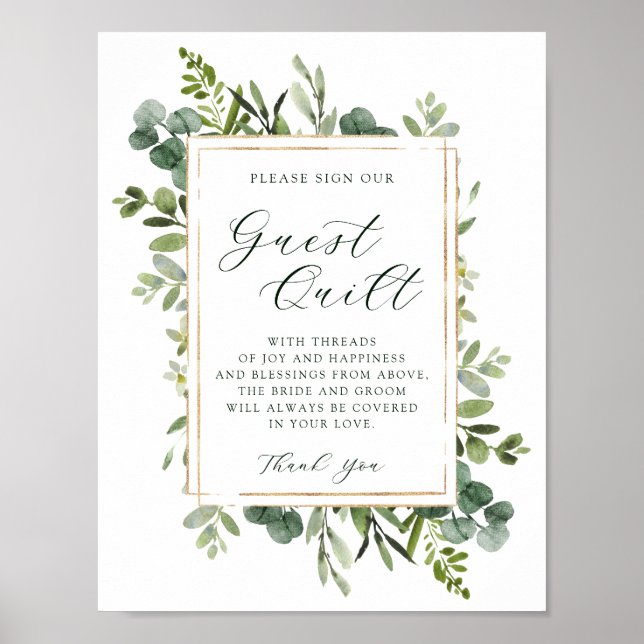 Poster Signe de courtepointe Mariage de verdure botanique (Devant)