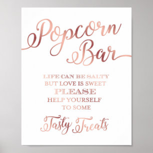 Poster Signe de DEVIS BAR EN POPCORN Or Rose Chic Imprime