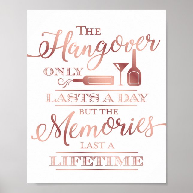 Poster SIGNE DE DEVIS HANGOVER Rose Chic Imprimer (Devant)
