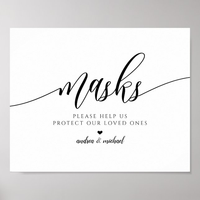 Poster SIGNE DE DISTANCE SOCIALE mariage PPE Masques (Devant)