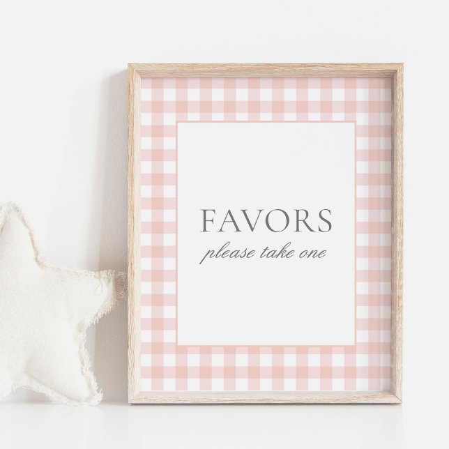 Poster SIGNE DE FAÇON En vichy Baby shower rose (Créateur téléchargé)