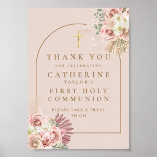 Poster Signe de faveur de première communion avec de l'he