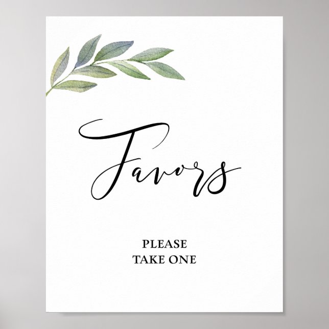 Poster Signe de faveur feuille d'olive verdure mariage (Devant)