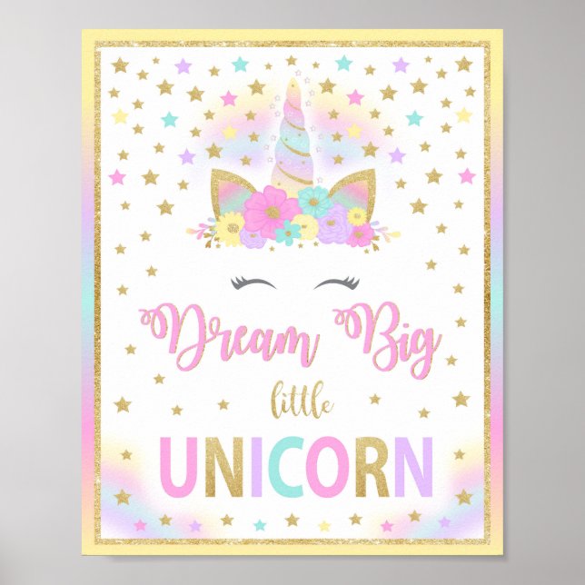 Poster Signe de fête d'anniversaire de la petite licorne  (Devant)