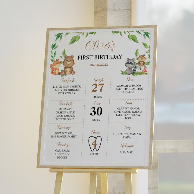 Poster SIGNE DE FÊTE DE FÊTE D'ANNIVERSAIRE Wild Woodland (Créateur téléchargé)