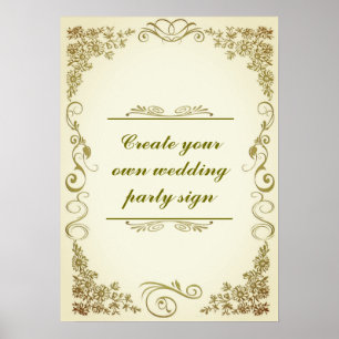 Poster Signe de fête décorative de mariage à la frontière