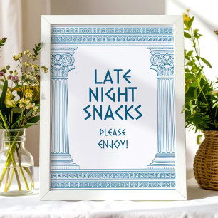 Poster Signe de fête des snacks de fin de nuit sur le thè