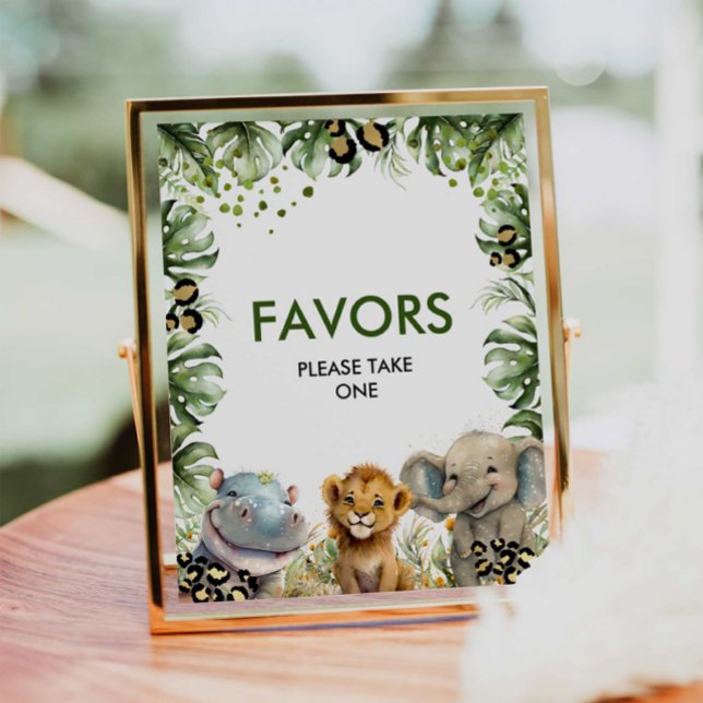 Poster SIGNE DE FÊTE Jungle Safari Favari (Jungle Themed Baby Shower Favor Sign)