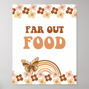 Poster Signe de fête rétro hippie Groovy Far Out Nourritu