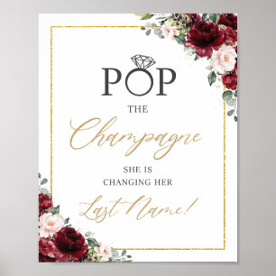 Poster Signe de Fleurs Rose Pâle de Bourgogne Faire saute