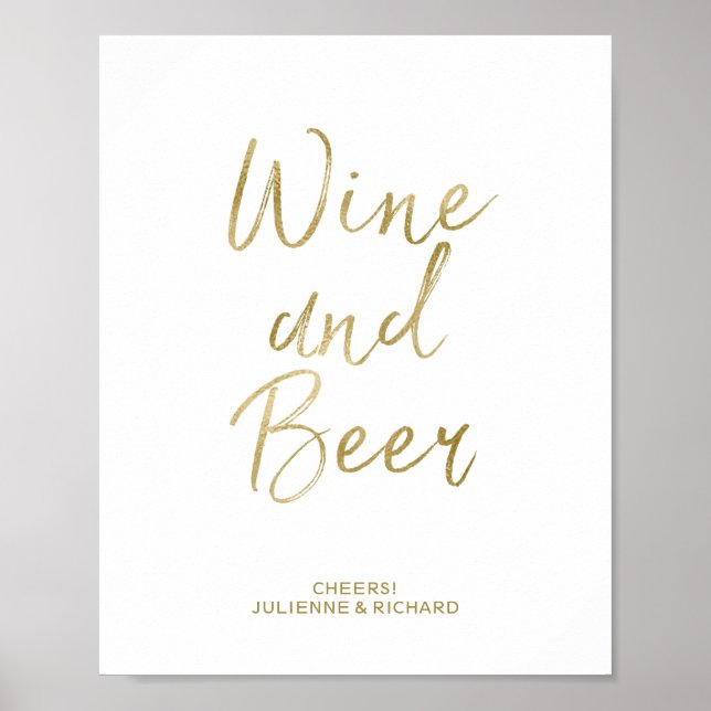 Poster SIGNE DE FOIE DE VINS ET DE BIÈRE 8x10 Gold Faux (Devant)