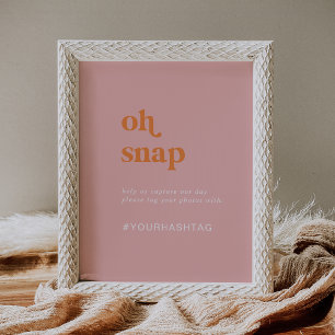 Poster Signe de Hashtag Retro Summer Pink et Orange Oh Sn
