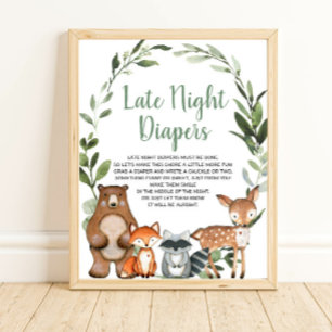 Poster Signe de jeu de baby shower de bois pour couches t