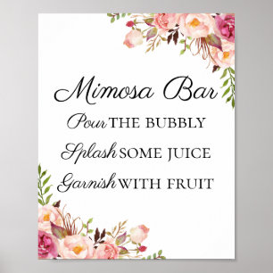 Poster SIGNE DE LA BARRE DE Mimosa Rose Rustique